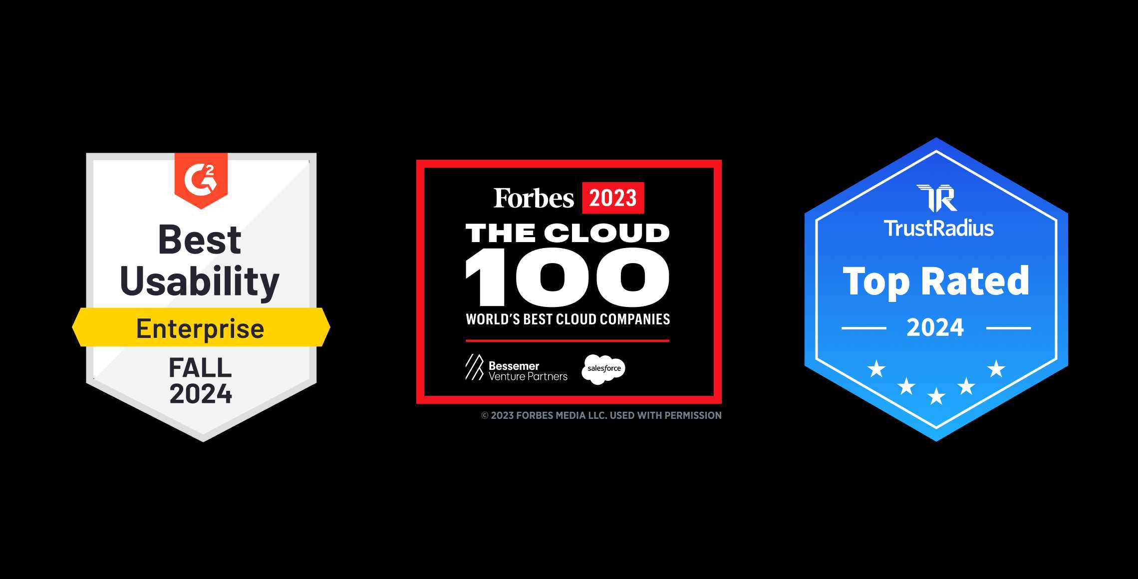 G2 Usability Fall 2024 Forbes Cloud 100 Trustradius Top Rated 2024