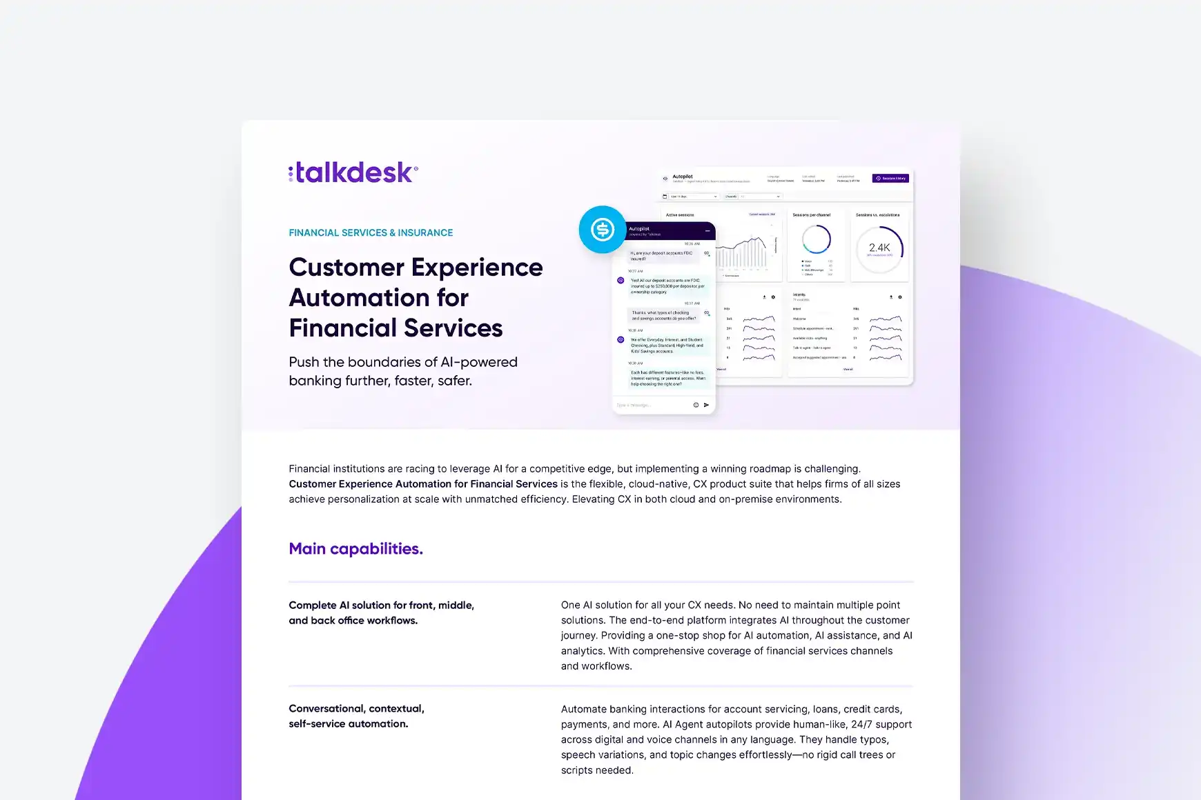 Customer Experience Automation (CXA) for Financial Services.