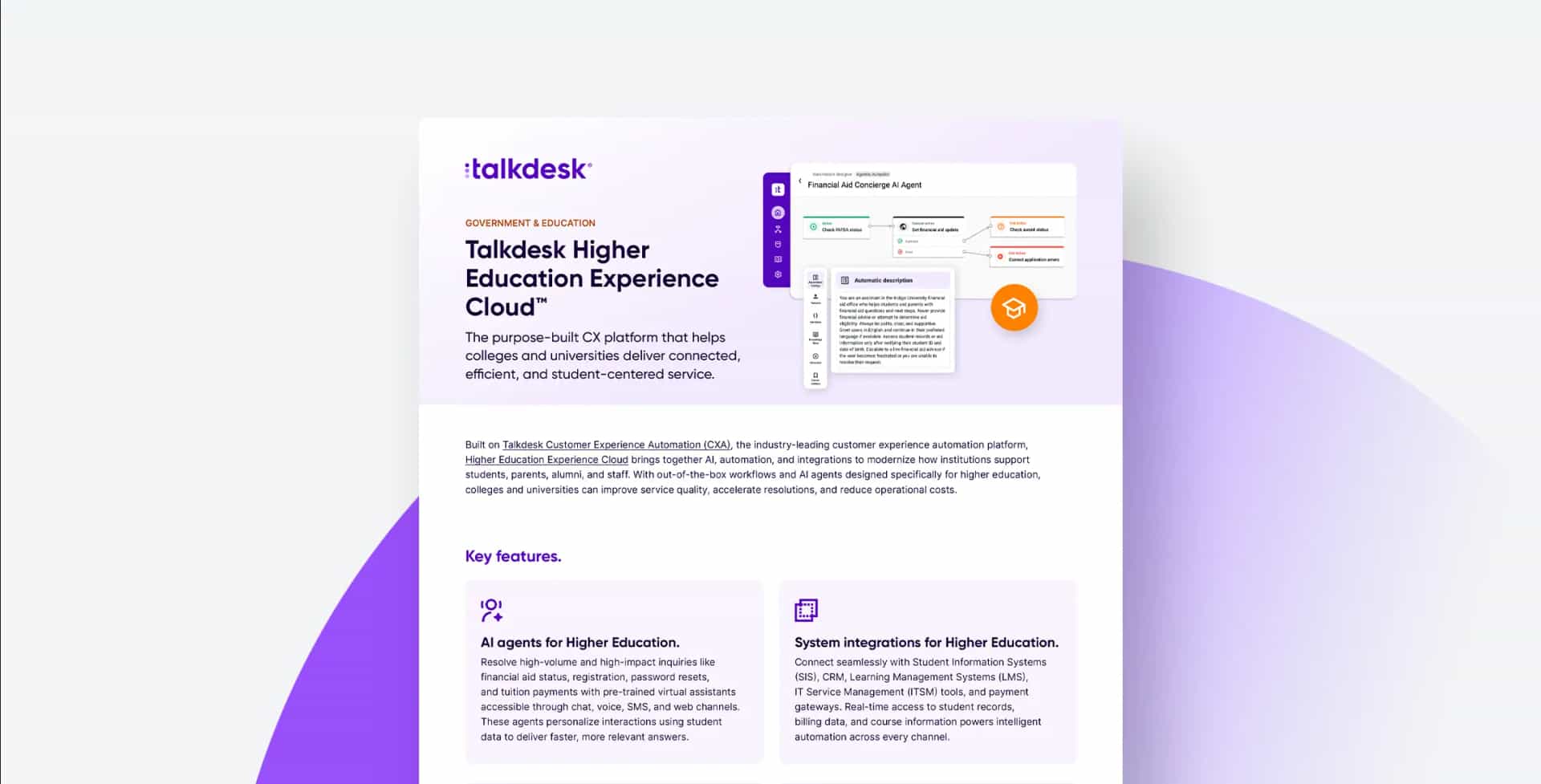 Talkdesk Higher Education Experience Cloud
