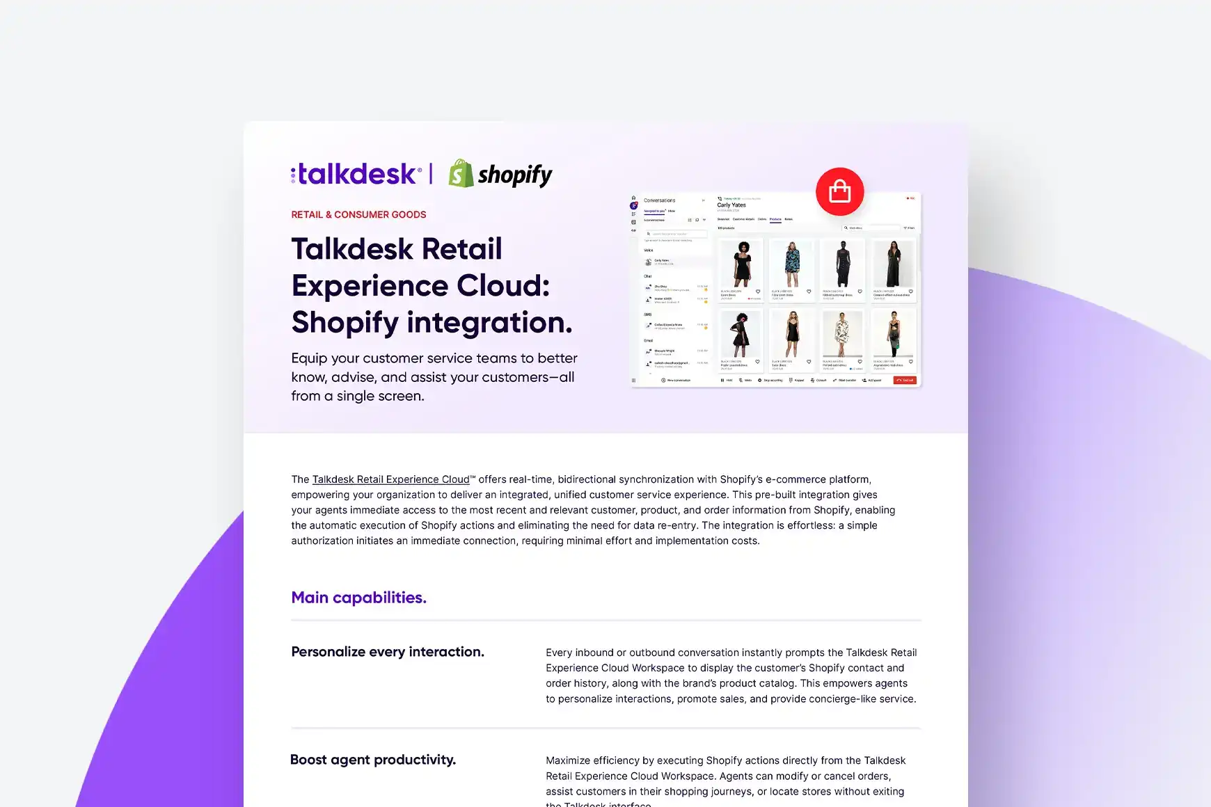 Talkdesk Retail Experience Cloud: Shopify Integration