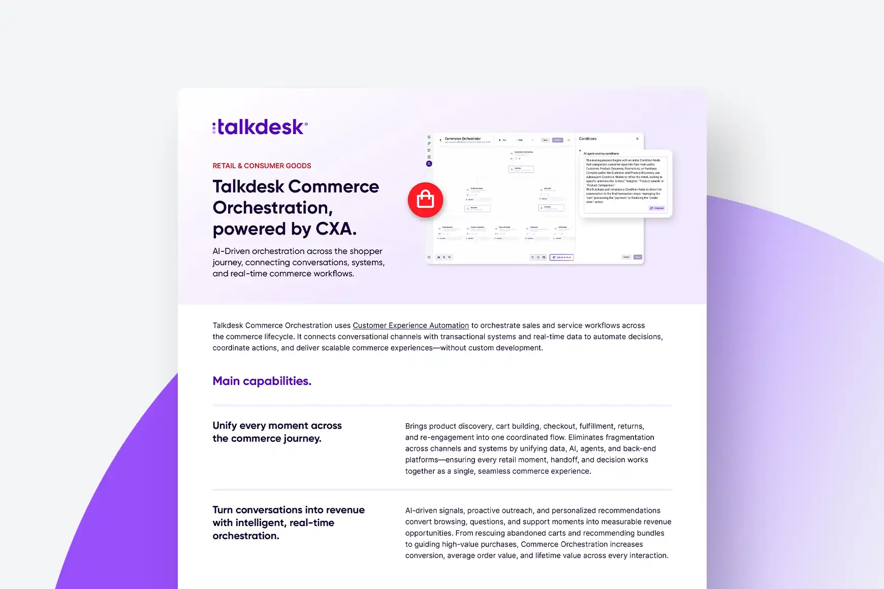 Talkdesk Commerce Orchestration, powered by CXA