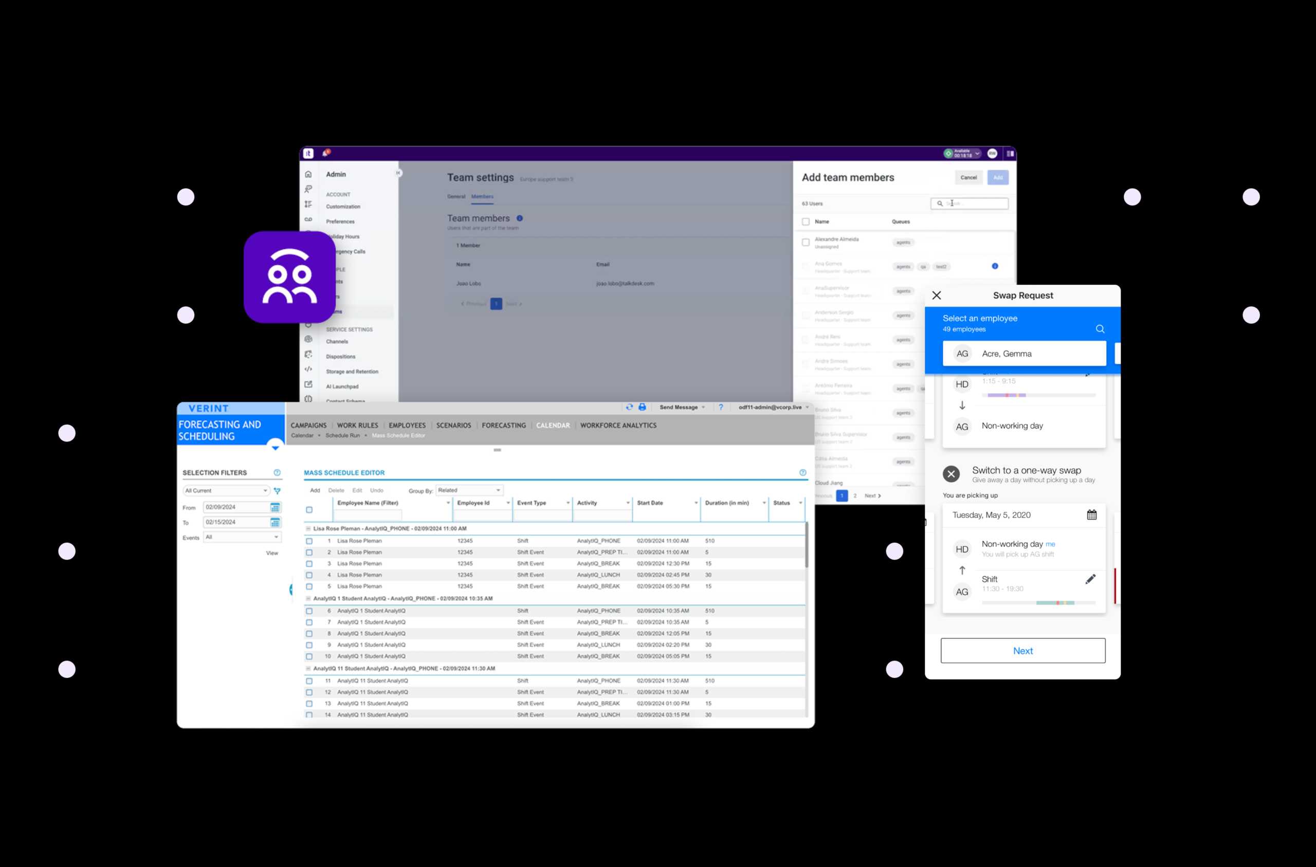 Criado para atender a organizações de contact center complexas e de grande porte, o Verint WFM para Talkdesk oferece recursos escalonáveis, automatizados e avançados.