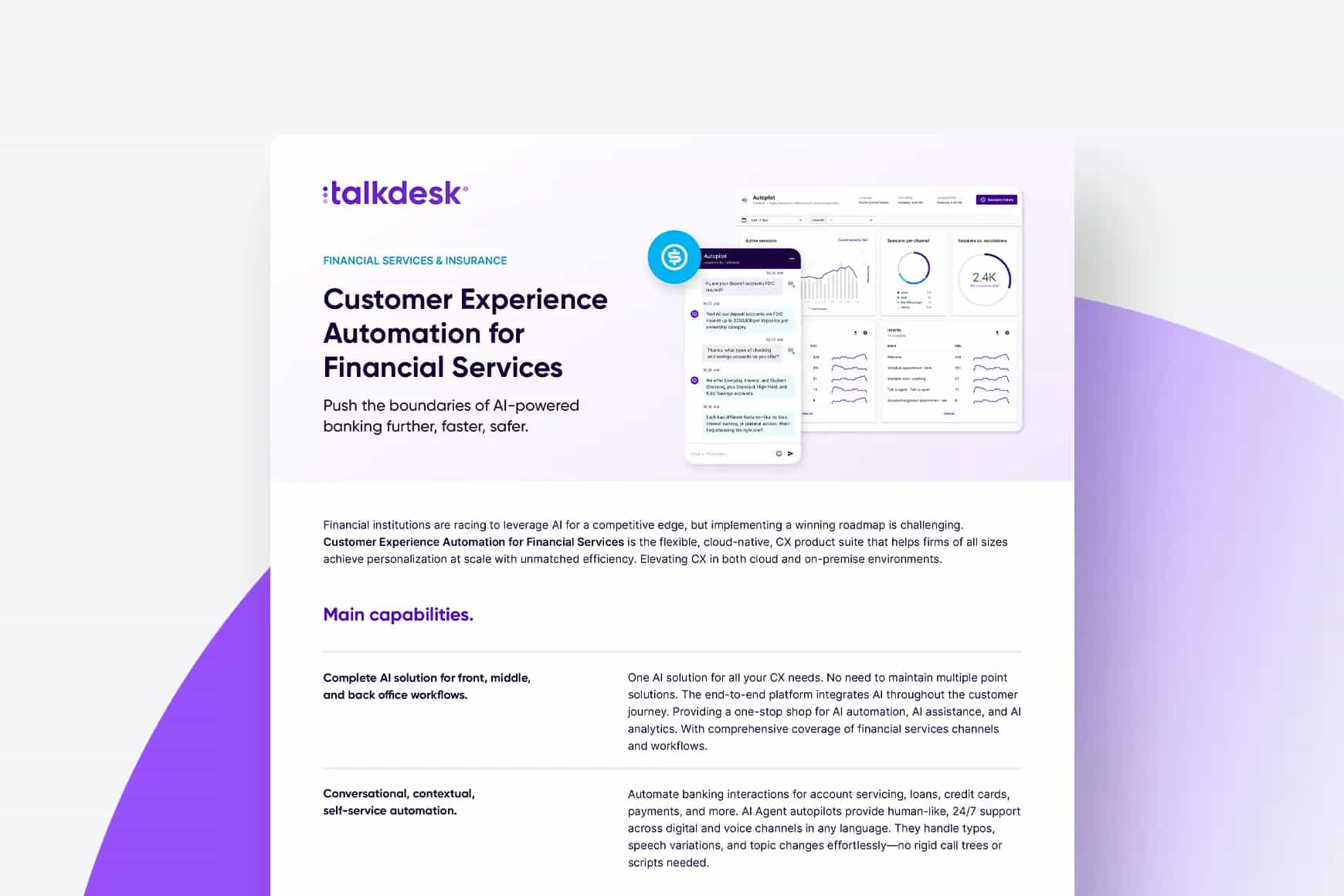 Customer Experience Automation (CXA) for Financial Services.