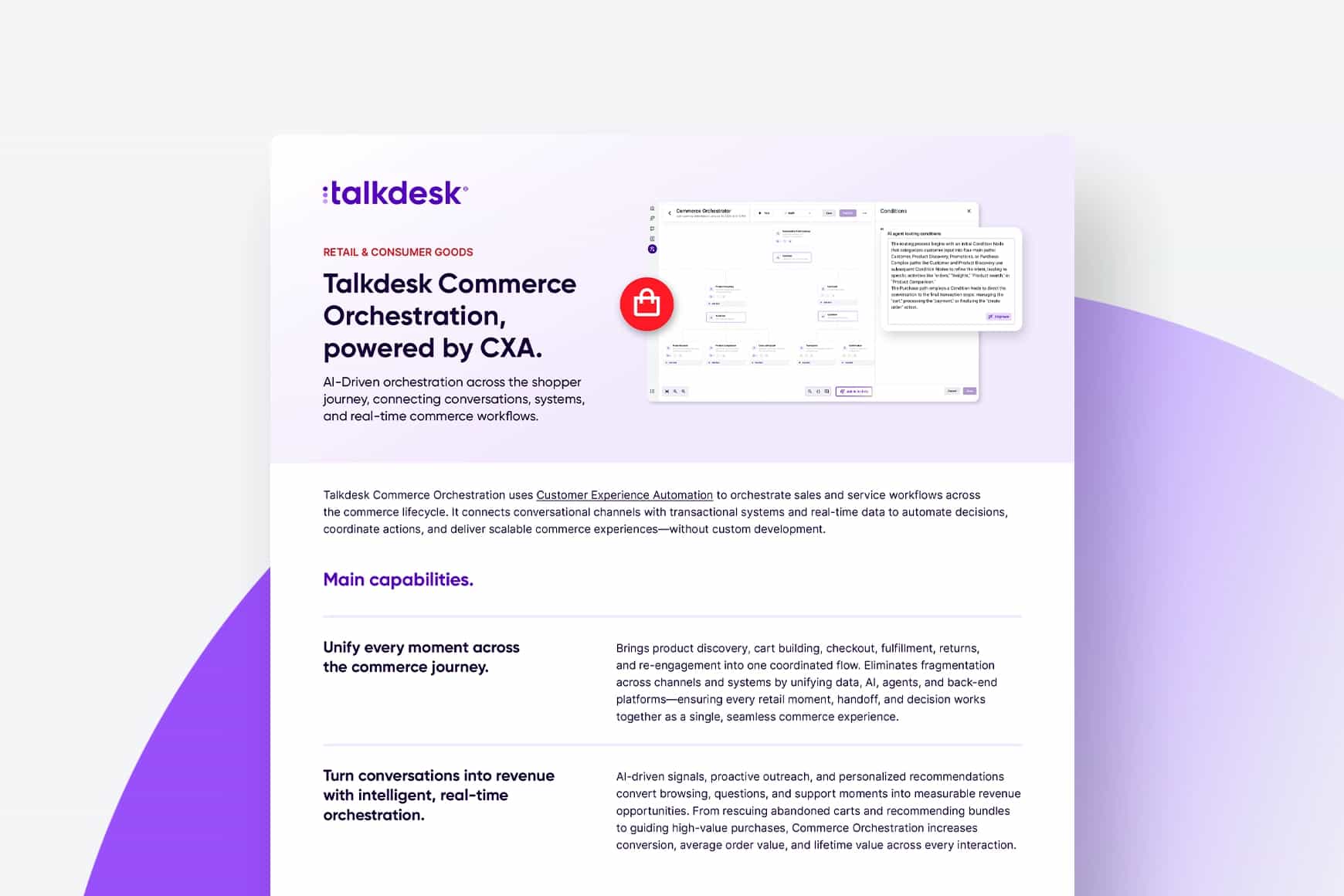 Talkdesk Commerce Orchestration, powered by CXA
